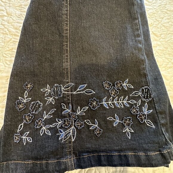Susan Graver Notations Denim Dress Jean Jacket Charcoal Embroidered Beads Size S - Picture 6 of 12